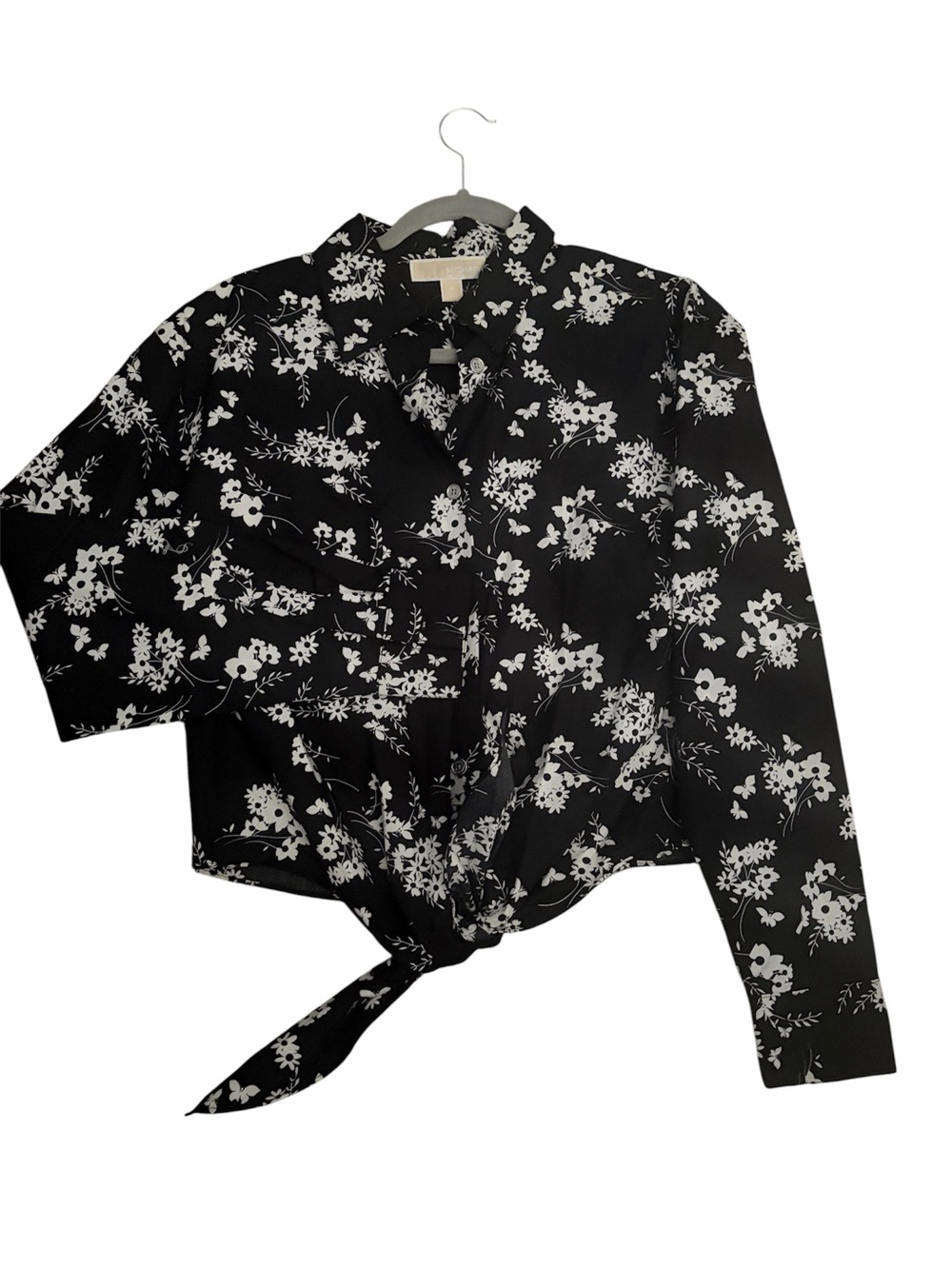 Black and White Floral Button Down Shirt